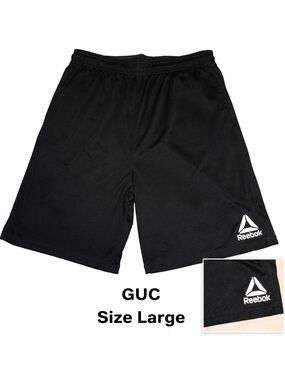 GUC SIZE Large Reebok Black Men's Athletic Shorts with White Logo Accent